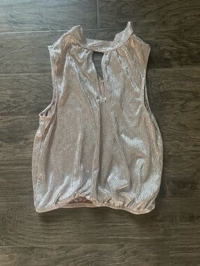 Shimmer Gold Party Cutout Tank Top Size Small